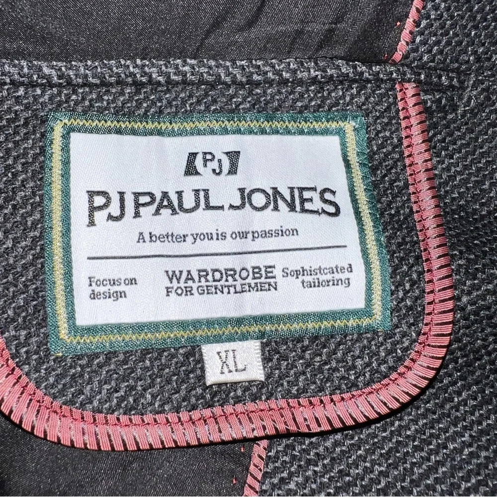 PJ Paul Jones Men’s Charcoal Herringbone Wool Blend Blazer Jacket Size XL NWT